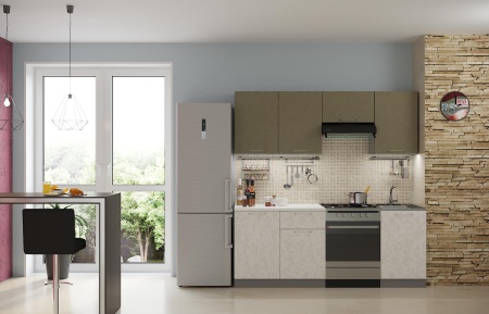 Кухонный Гарнитур Олива Бетон МДФ 1600/1700/1800/2000/2100 мм